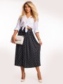 Spódnica w groszki plus size - czarna