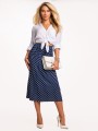 Spódnica w groszki plus size - granat