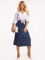 Spódnica w groszki plus size - granat