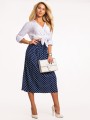 Spódnica w groszki plus size - granat