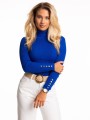 Golf prążkowany złote guziki - szafir