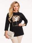 Bluzka złoty liść plus size - black