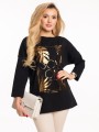 Bluzka złoty napis plus size - czarna
