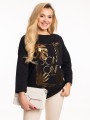 Bluzka złoty napis plus size - czarna
