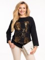 Bluzka złoty napis plus size - czarna
