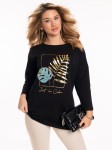 Bluzka złote liście plus size - czarna