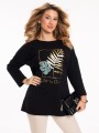 Bluzka złote liście plus size - czarna