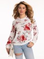 Bluza w kwiaty - ecru