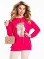 Bluza złoty nadruk plus size - pink