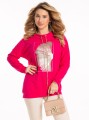 Bluza złoty nadruk plus size - pink