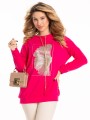 Bluza złoty nadruk plus size - pink