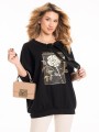Bluza złoty kwiat plus size - black