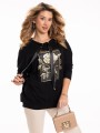 Bluza złoty kwiat plus size - black