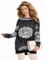 Bluza z kwiatem plus size - czarna