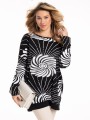 Bluza z kwiatem plus size - czarna