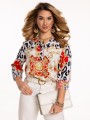 Bluzka koszulowa we wzory - rubin