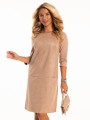 Sukienka prosta ala zamsz - beige
