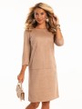 Sukienka prosta ala zamsz - beige