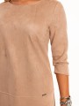 Sukienka prosta ala zamsz - beige