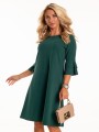 Sukienka z falbankami na rękawie - szmaragd