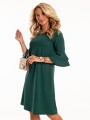 Sukienka z falbankami na rękawie - szmaragd