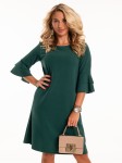 Sukienka z falbankami na rękawie - szmaragd
