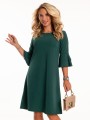 Sukienka z falbankami na rękawie - szmaragd