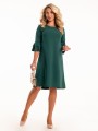Sukienka z falbankami na rękawie - szmaragd
