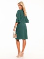 Sukienka z falbankami na rękawie - szmaragd