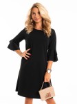 Sukienka z falbankami na rękawie - czarny