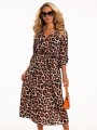 Sukienka kopertowa midi - panther