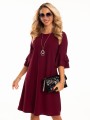 Sukienka z falbankami na rękawie - bordo