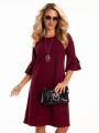 Sukienka z falbankami na rękawie - bordo