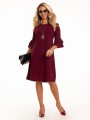 Sukienka z falbankami na rękawie - bordo