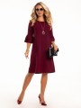 Sukienka z falbankami na rękawie - bordo