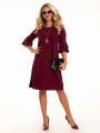 Sukienka z falbankami na rękawie - bordo