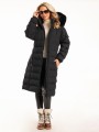Kurtka długa pikowana z futerkiem ELIA - czarny