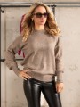 Sweter z bufiastymi rękawami - kawa