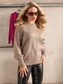 Sweter z bufiastymi rękawami - kawa