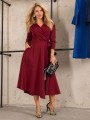 Sukienka kopertowa rozkloszowana - bordo