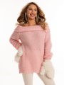 Sweter z odkrytymi ramionami - puder
