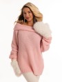 Sweter z odkrytymi ramionami - puder