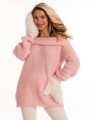Sweter z odkrytymi ramionami - puder