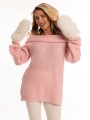 Sweter z odkrytymi ramionami - puder