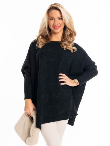 Sweter oversize romby WAVERLY - czarny