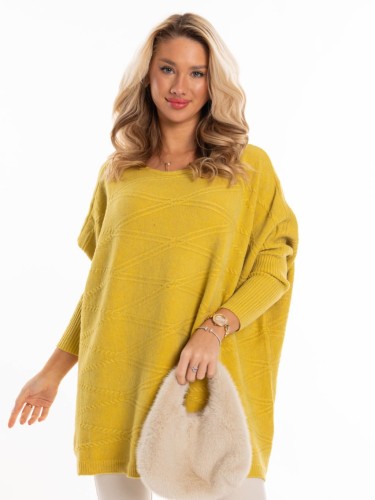 Sweter oversize romby WAVERLY - cytryna