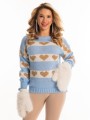 Sweter w pasy serca - baby blue