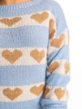 Sweter w pasy serca - baby blue