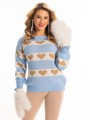 Sweter w pasy serca - baby blue