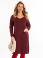 Sukienka sweterkowa w serek - bordo